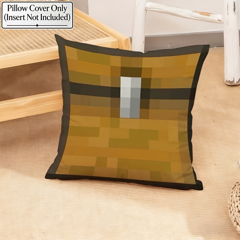 TEMU Pixel Themed Pillowcase, 170gsm Soft Polyester Fiber, Unique , Zipper Closure, Universal For Sofas, Machine Washable And Durable, Holiday Party