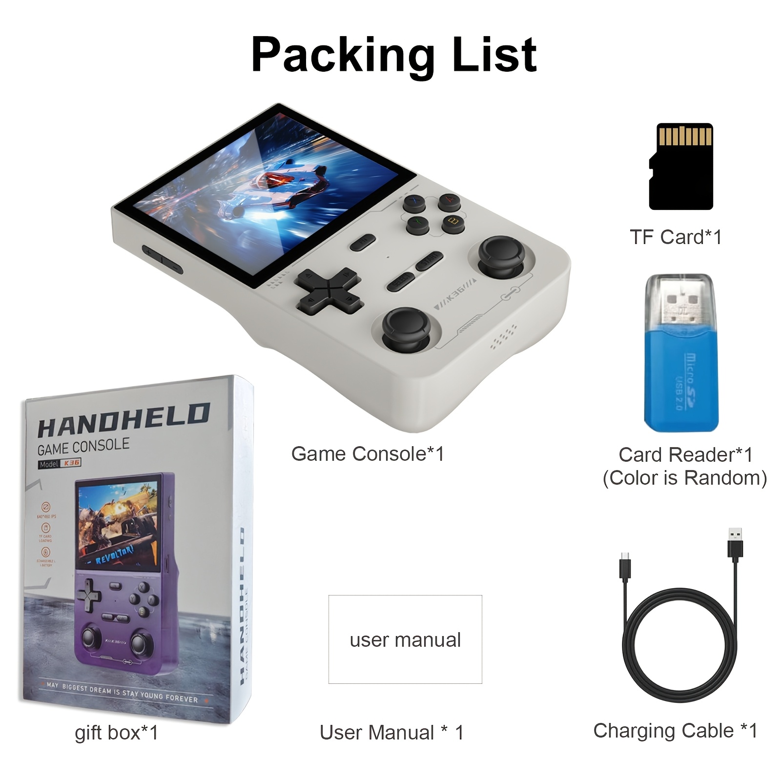 k36 handheld game console 64gb memory card fully - Temu