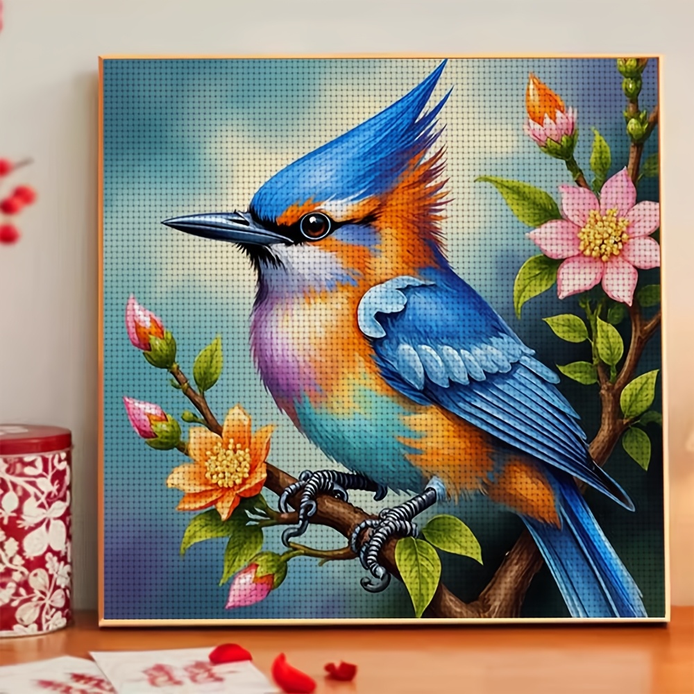 Cross Stitch Embroidery Kit, Colorful Birds on Flower Branches