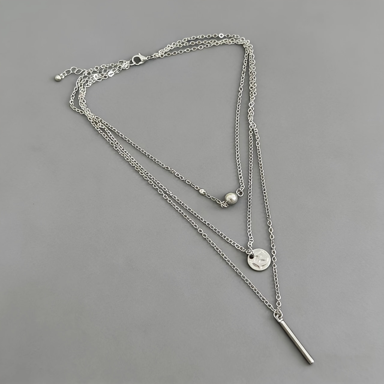 Women's Minimalist Long Pleated Circle Pendant Necklace