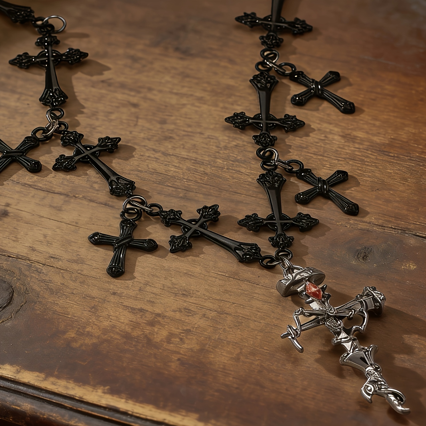 Japanese Korean Niche Cross Necklace with Rose