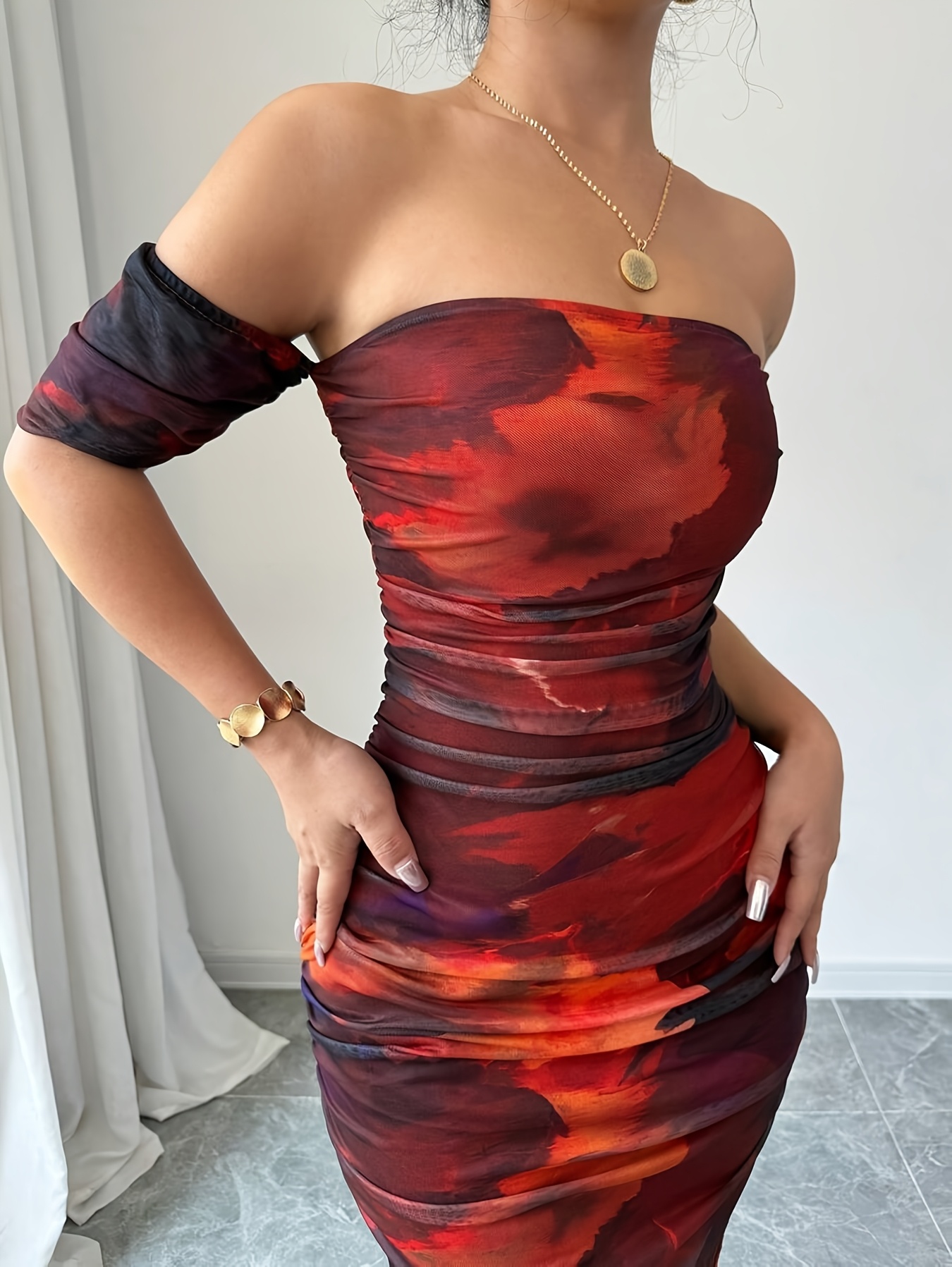 tie dye dress bodycon Zara Tie Dye Multicoloured Tulle Strapless Bodycon Midi Maxi Dress Bloggers  Fave