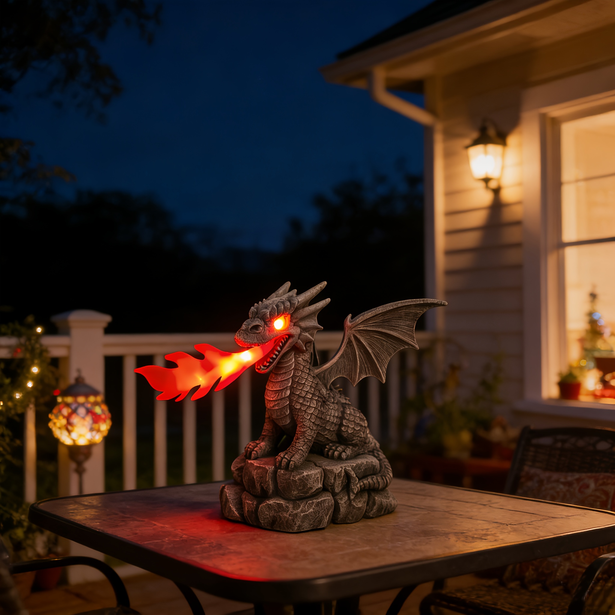 solar powered dragon statue garden light fire breathing - Temu Oman