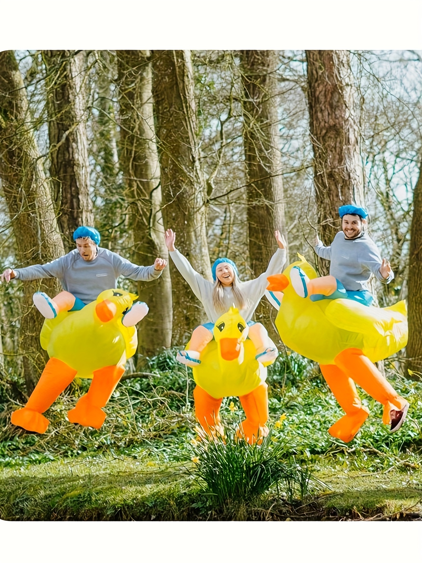 cute inflatable yellow duck costume riding funny bar annual Temu