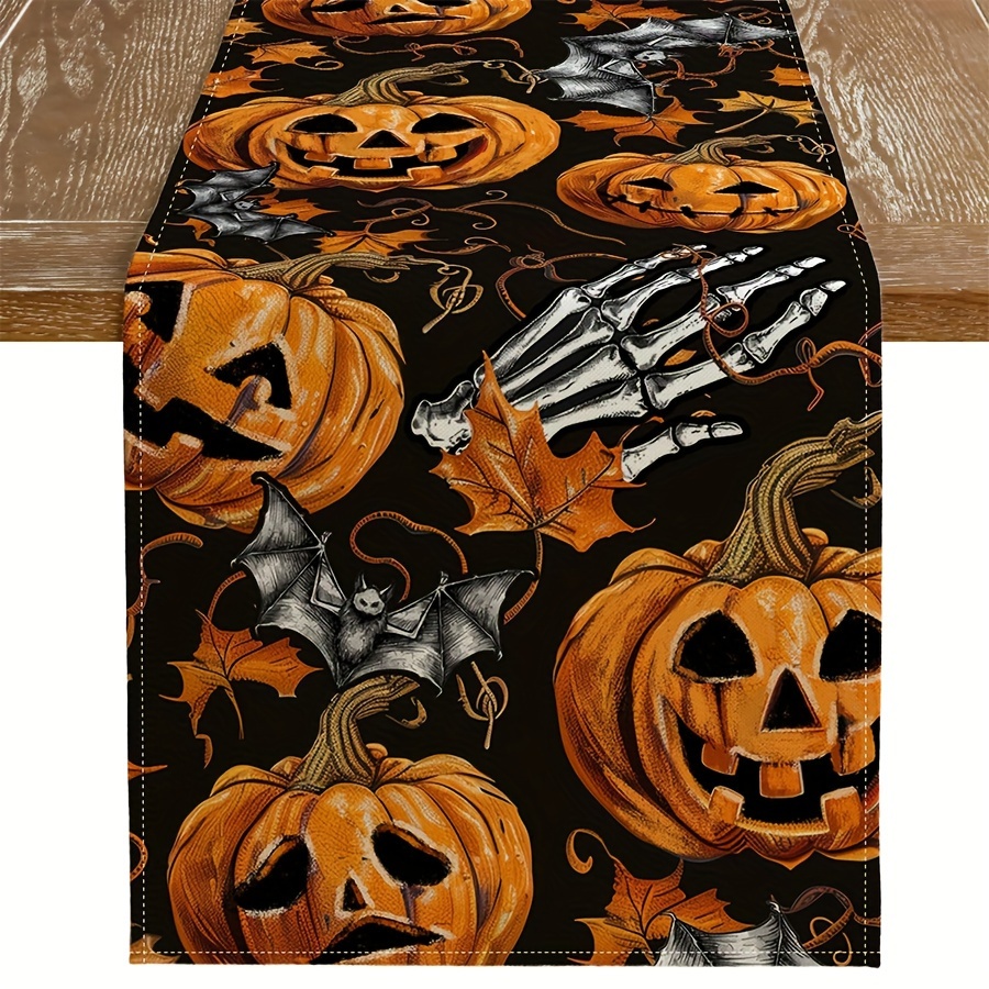 

Table Runner – 1pc, Linen 100% Woven Table Decoration With Pumpkin, , And For Indoor Holiday