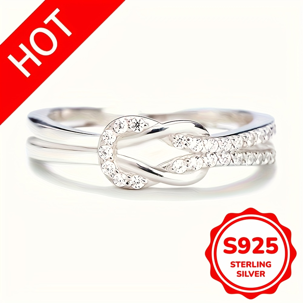 S925 Silvery Infinity Ring with Cubic Zirconia Sparkle
