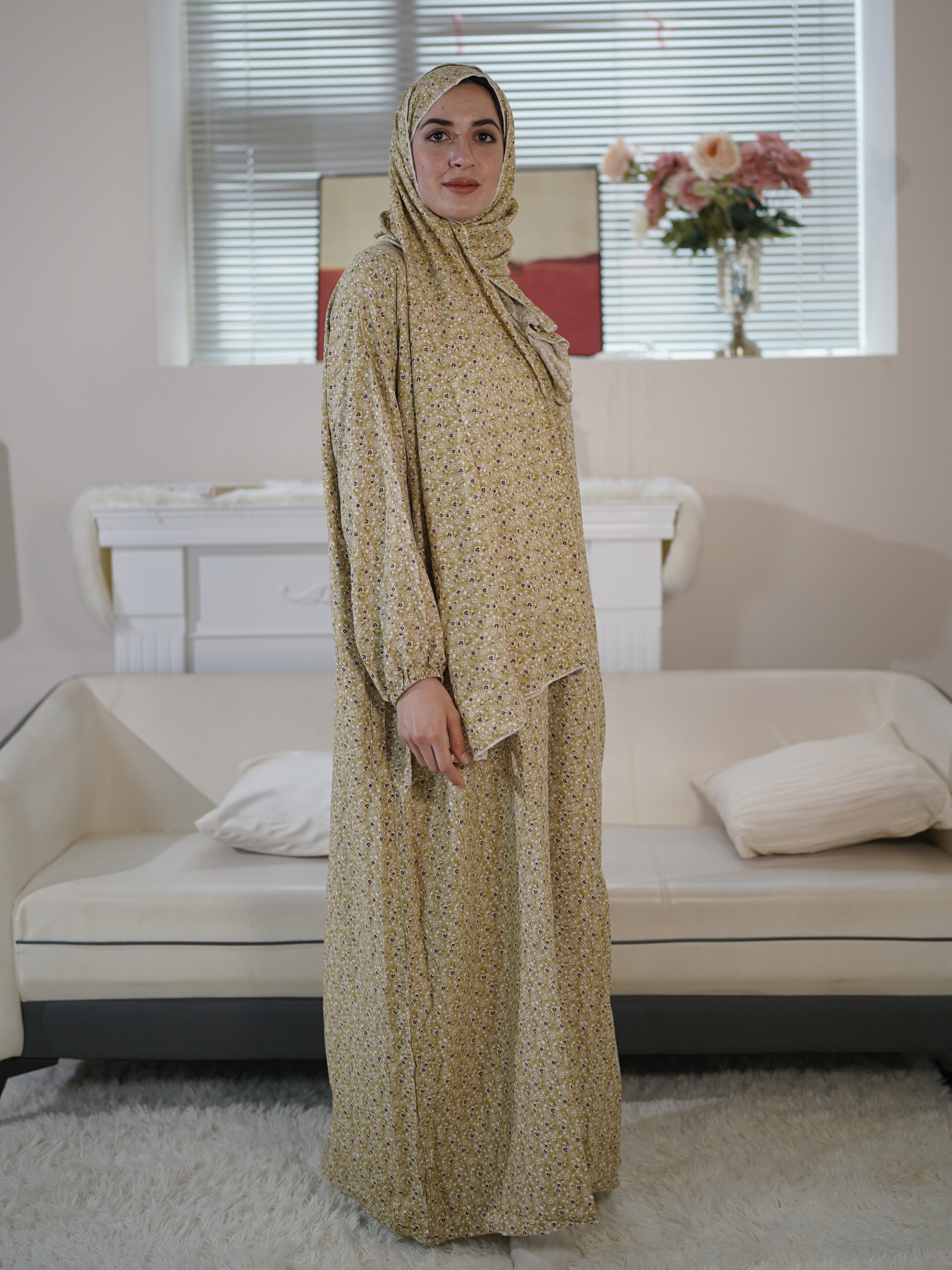 women's comfortable breathable hijab integrated prayer shawl