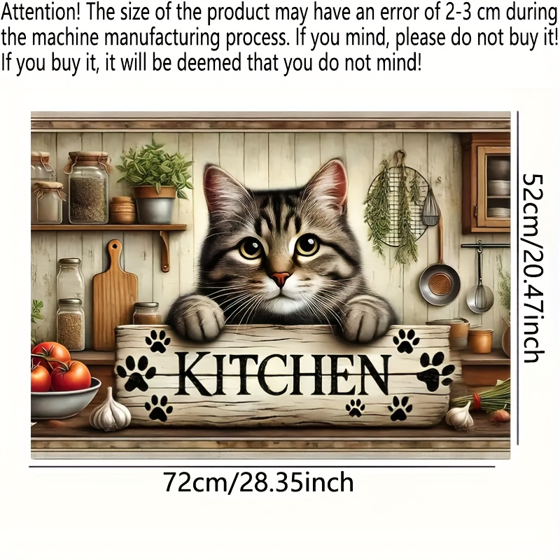 TEMU Grande Couverture de Cuisinière Antidérapante et Tapis de Protection pour Appareils Ménagers - Design Chat Tortue et de Patte, Chaton qui de la