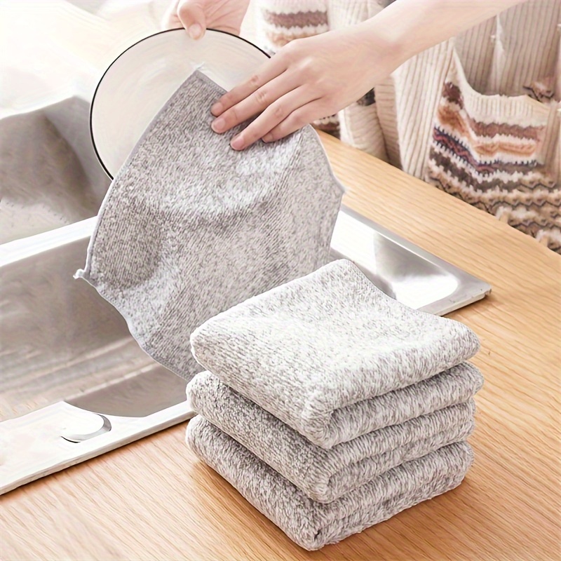 Modern Style Bamboo Charcoal Dish Cloths - Absorbent, Non-greasy, Lint ...
