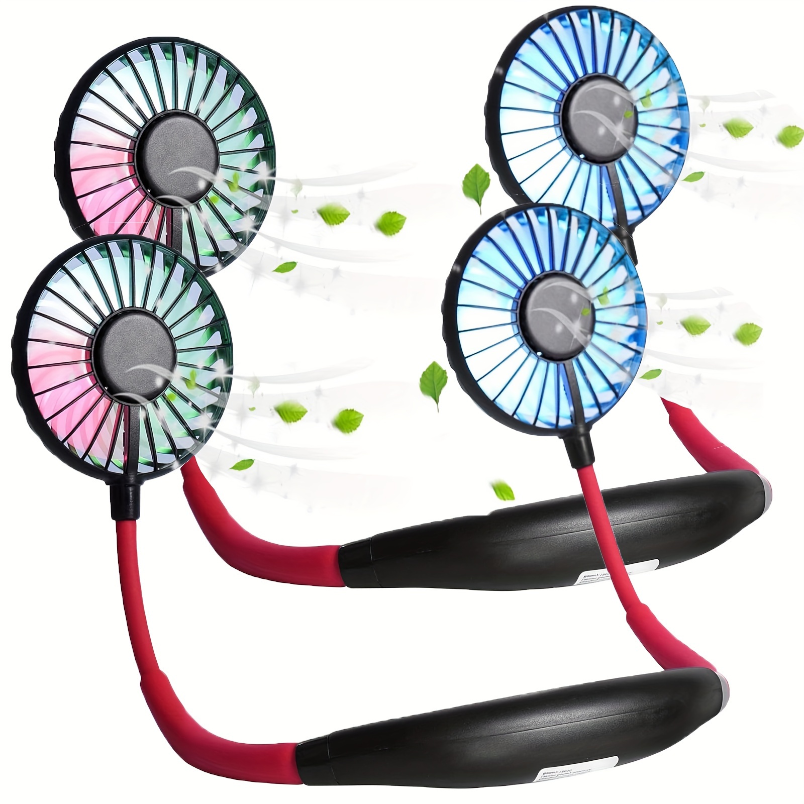 

2 Pcs Upgraded Version Portable Neck Fan, Color Changing Led, With Aromatherapy, 360° Free Rotation, And Lower Noise Strong Airflow Headphone Design For Sport, Office, Home, Outdoor, Travel, Gift