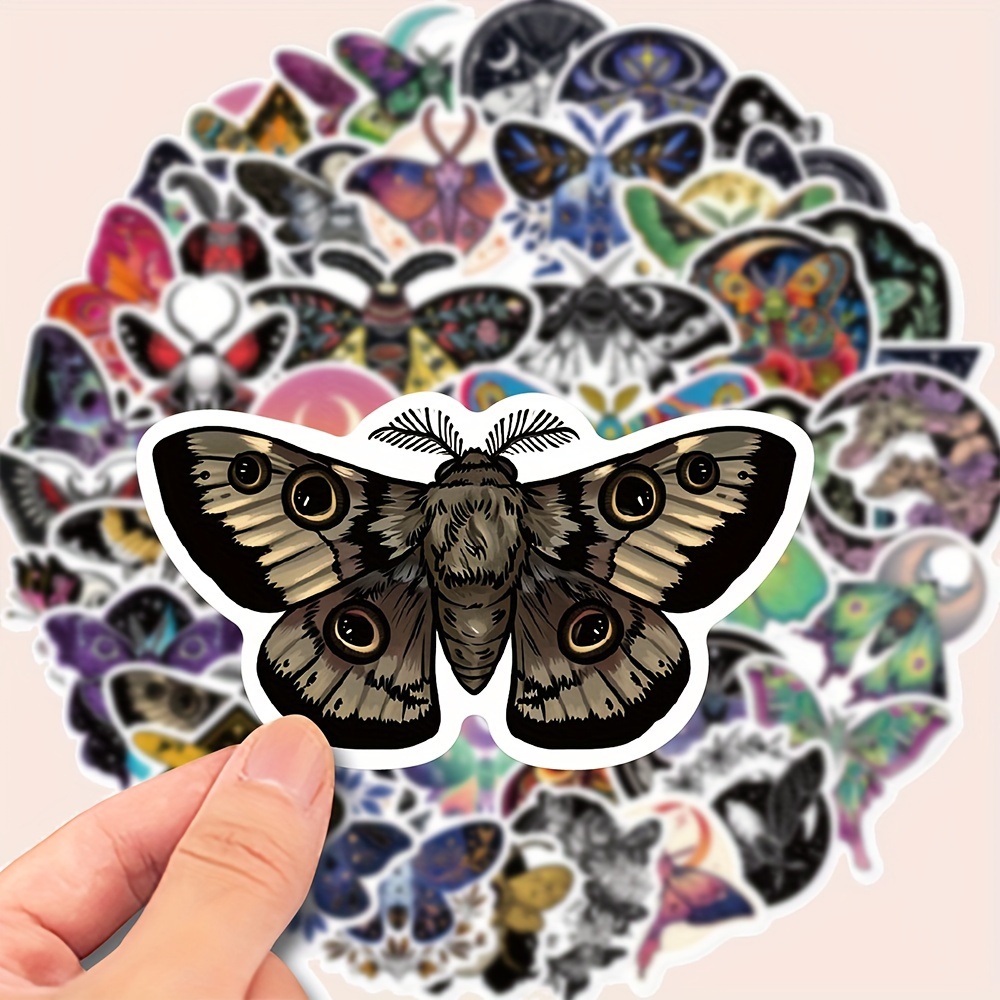 

50pcs Moon & Floral Moth Waterproof Vinyl Stickers - Laptops, Phones, Water Bottles, Helmets, Guitars & Suitcases