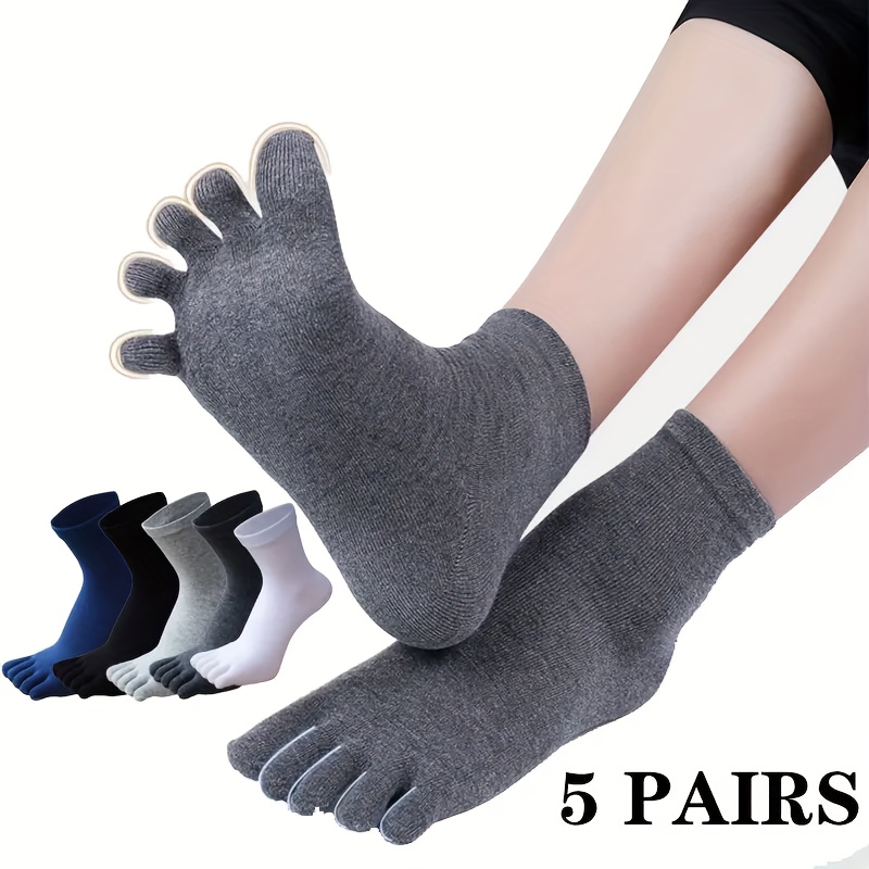 

5 Pairs/10 Pairs Of Men's Five-finger Socks Solid Color Mid-tube Five-toe Socks Breathable Split Toe Socks