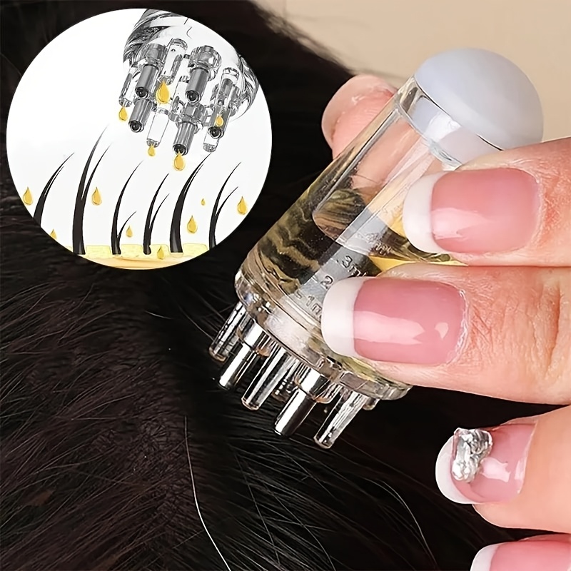 1个便携式头皮涂抹器头皮按摩梳头发治疗工具，所有头发类型与油引导按摩器 商品详情 0