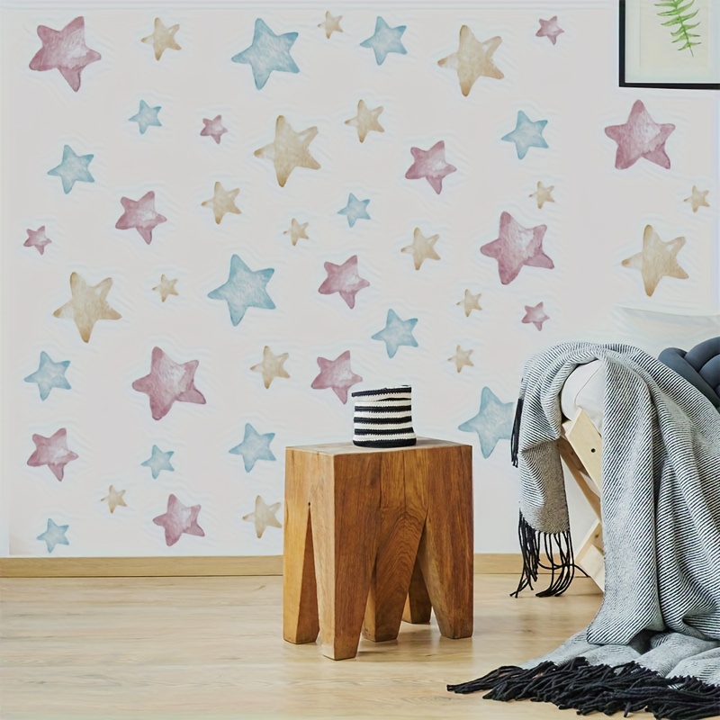Image of Removable Self-adhesive Pvc Wall Stickers With Colorful Star Patterns For Decorating Walls In Bedrooms, Living Rooms, And Studies