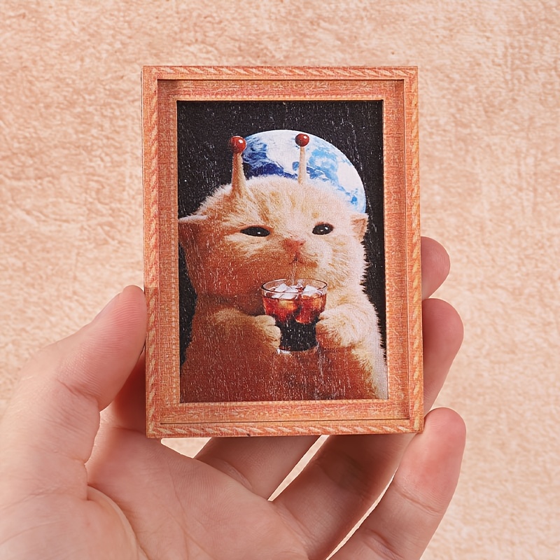 TEMU 1 Mini a Forma di Cornice per Foto per Frigorifero, un Regalo di Arredo per la Casa con un Gatto che Tenta di la , un Fantastico Regalo per le