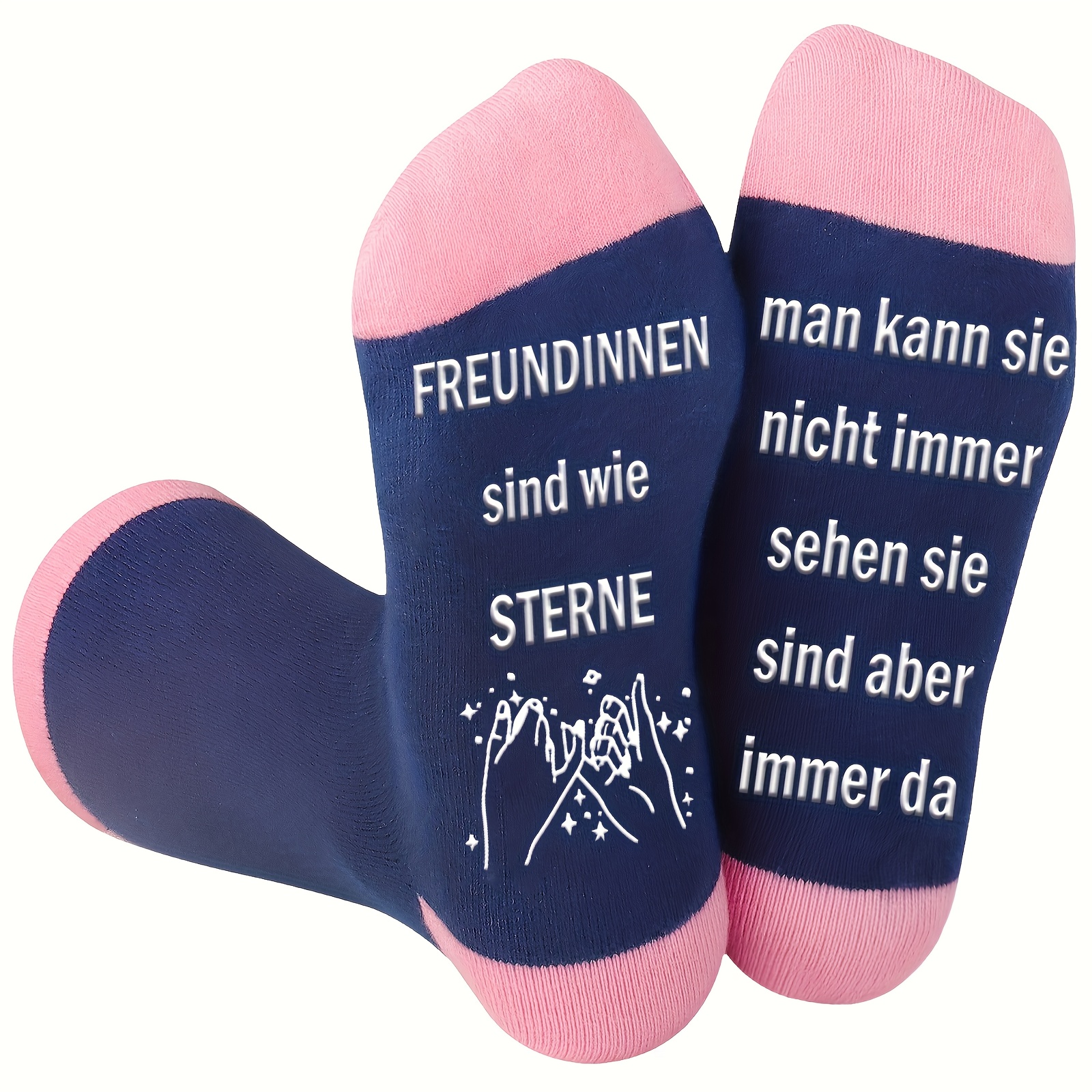 Image of 1 Pair "freund Innen Sind Wie Sterne Man Kann Sie Nicht Immer Sehen Sie Sind Aber " For Funny Socks Birthday Gifts For Non-slip Socks Gifts For Unique Christmas Gifts Women Men Teens Dotted Socks