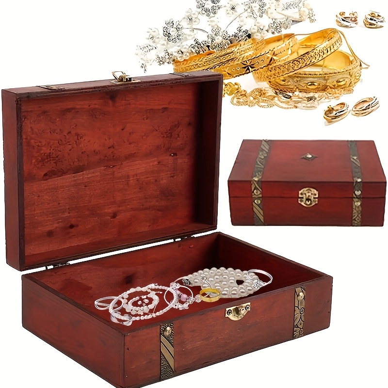 TEMU Classic Wooden Storage Chest For Artwork, Collectibles, And Jewelry - Perfect For Keepsakes, Innovative Jewelry Organizer, Great Gift For