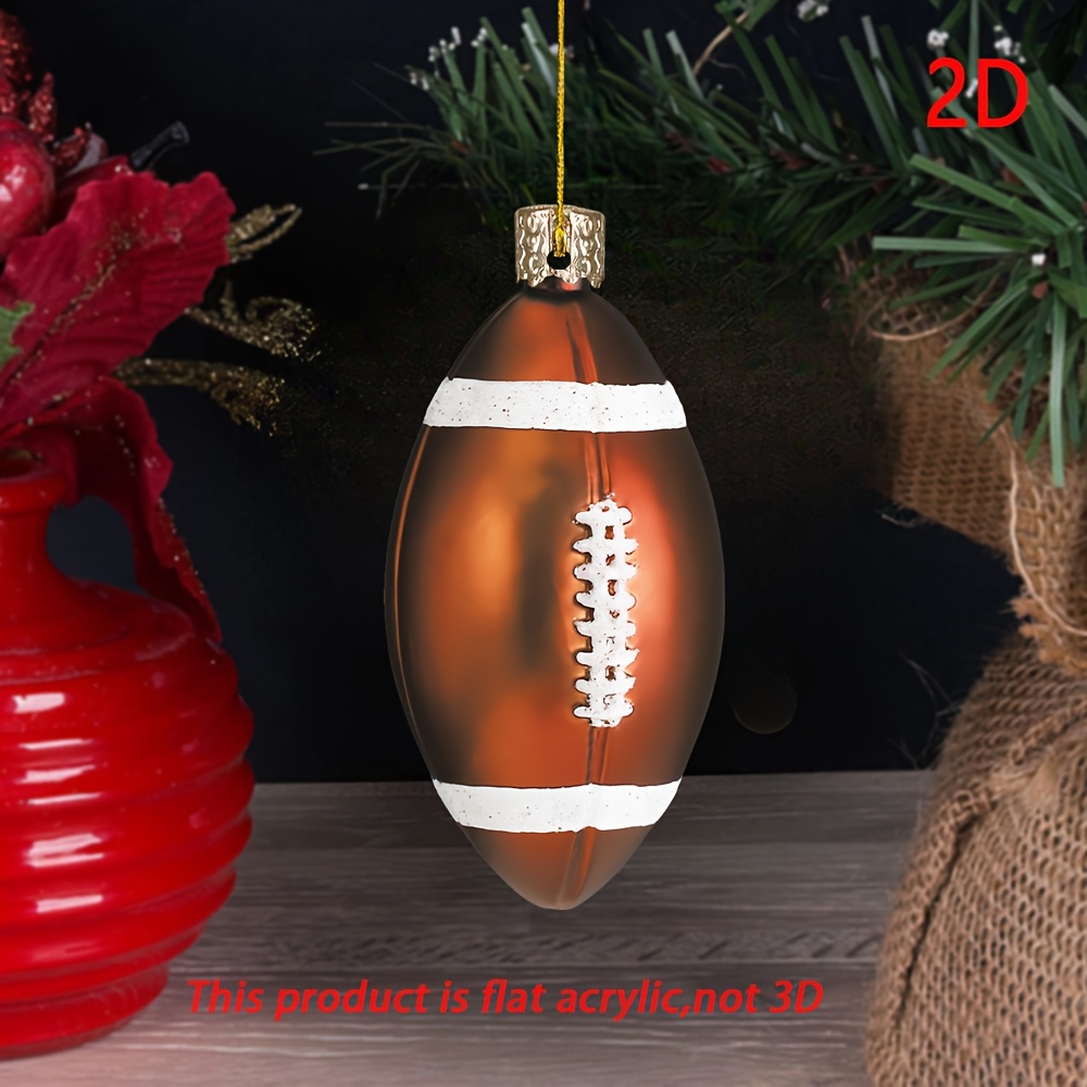 

1pc Acrylic Football Christmas Tree Ornament - Holiday , No Power Needed