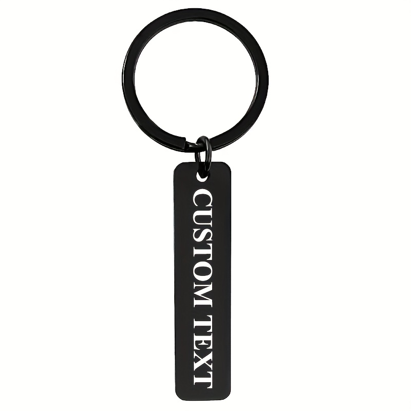 Image of 1pc Custom Engraved Stainless Steel Keychain - Easy Elegant Design - Personalized Text Key Ring - Durable Car Enthusiast Key Chain