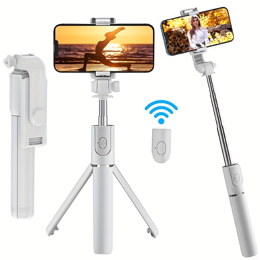 zdjęcie przedmiotu statyw do selfie z pilotem bezprzewodowym, wysuwany kijek do selfie z obrotem 360°, odpowiedni do transmisji na żywo, filmów, fotografii, wszechstronny statyw do smartfona, niezbędny w podróży