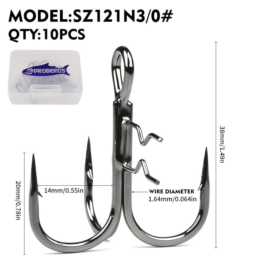Image of 10pcs/box T-shaped Tripod With Bracket 3 Hook Claw Fish Hook With High Strength And Corrosion Resistance Triple Sea Hook Suitable For Freshwater And Fishing Trout And Salmon Fishing Hook