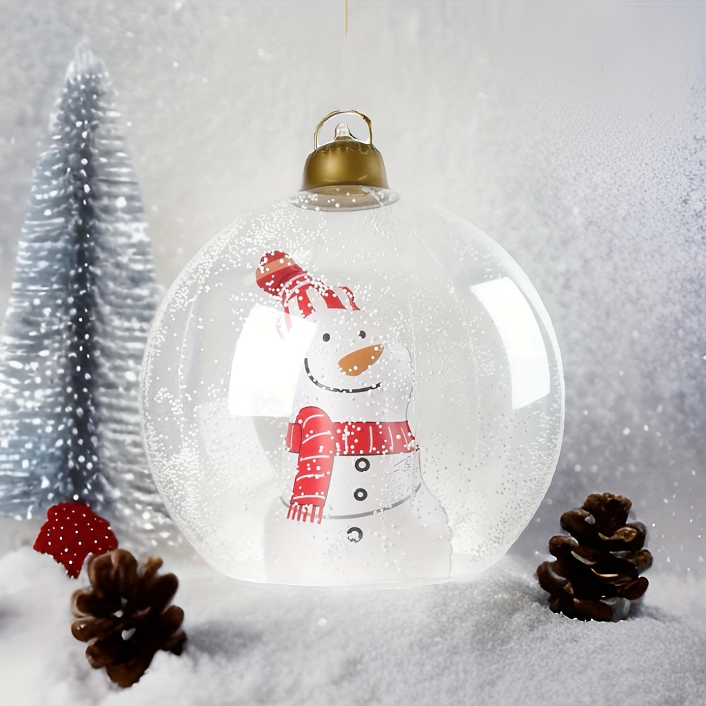 1pc large inflatable christmas ball with base heavy duty pvc outdoor indoor   style santa snowman spherical tree topper with hanging ornaments sturdy   clear dome for self standing winter     setup durable portable holiday decoration Product details 5