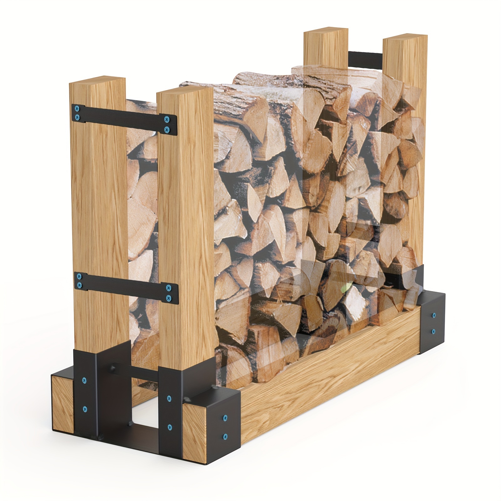 

2 Pack/ 4 Pack/ 6 Pack/ 8 Pack Outdoor Firewood Storage Rack Bracket Kit, Updated Fireplace Log Wood Stacking Holder - Adjustable To Any Length