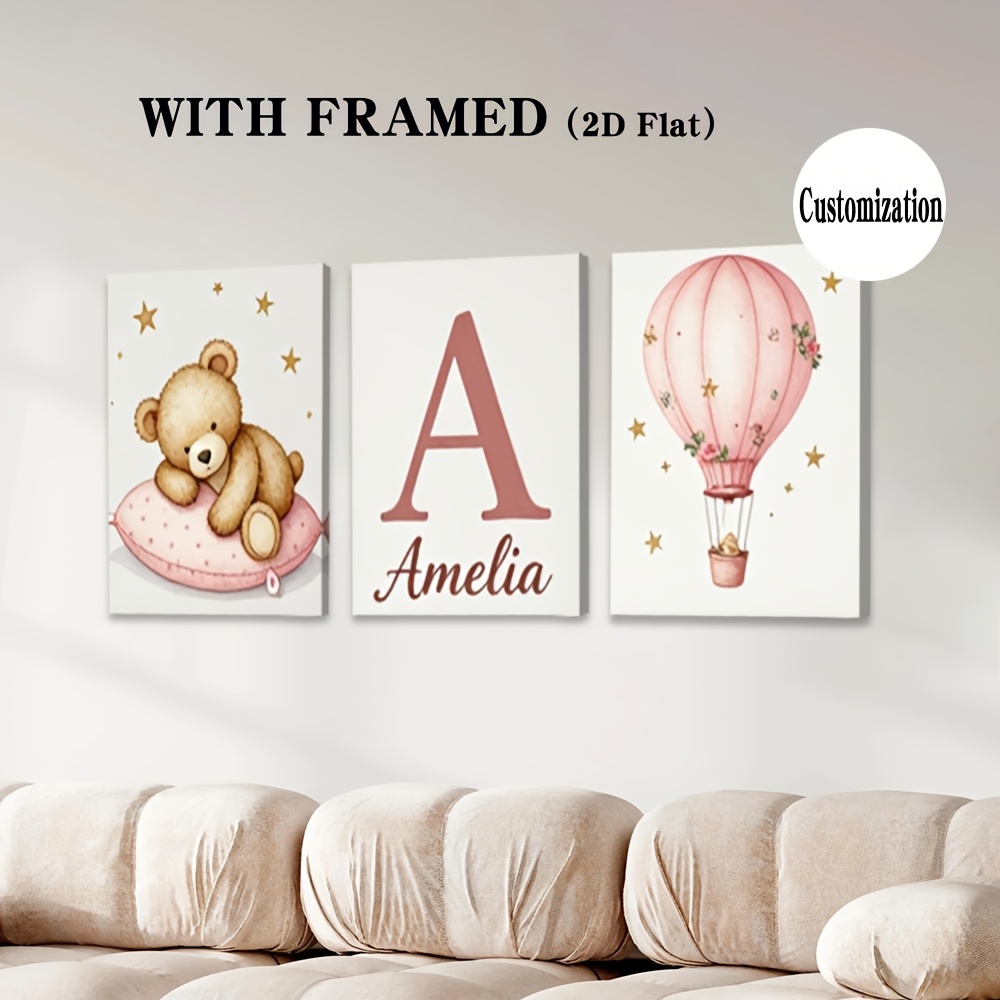 3pcs Personalized Name Custom Poster Wall Decor