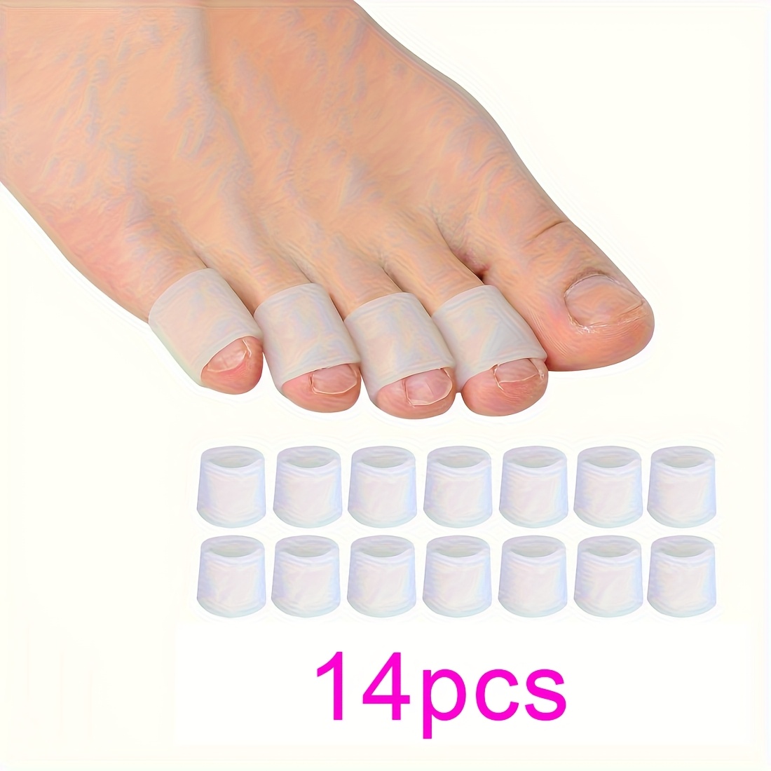 14pcs White Silicone Toe Caps, Suitable For Running, Hiking And Dancing - - Unisex, Ballet Sports Protection, Close-fitting And Lightweight, Design, Outdoor Adventurers, Fitness Enthusiasts