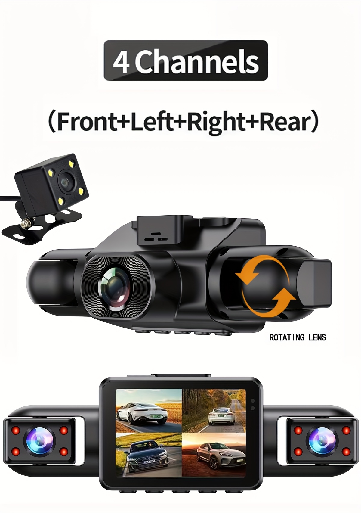 4 channel dash cam for cars 1080p   lens 4 in 1 dvr recorder with night vision 24h parking monitor g lighter     right rear dash camera system Product details 3