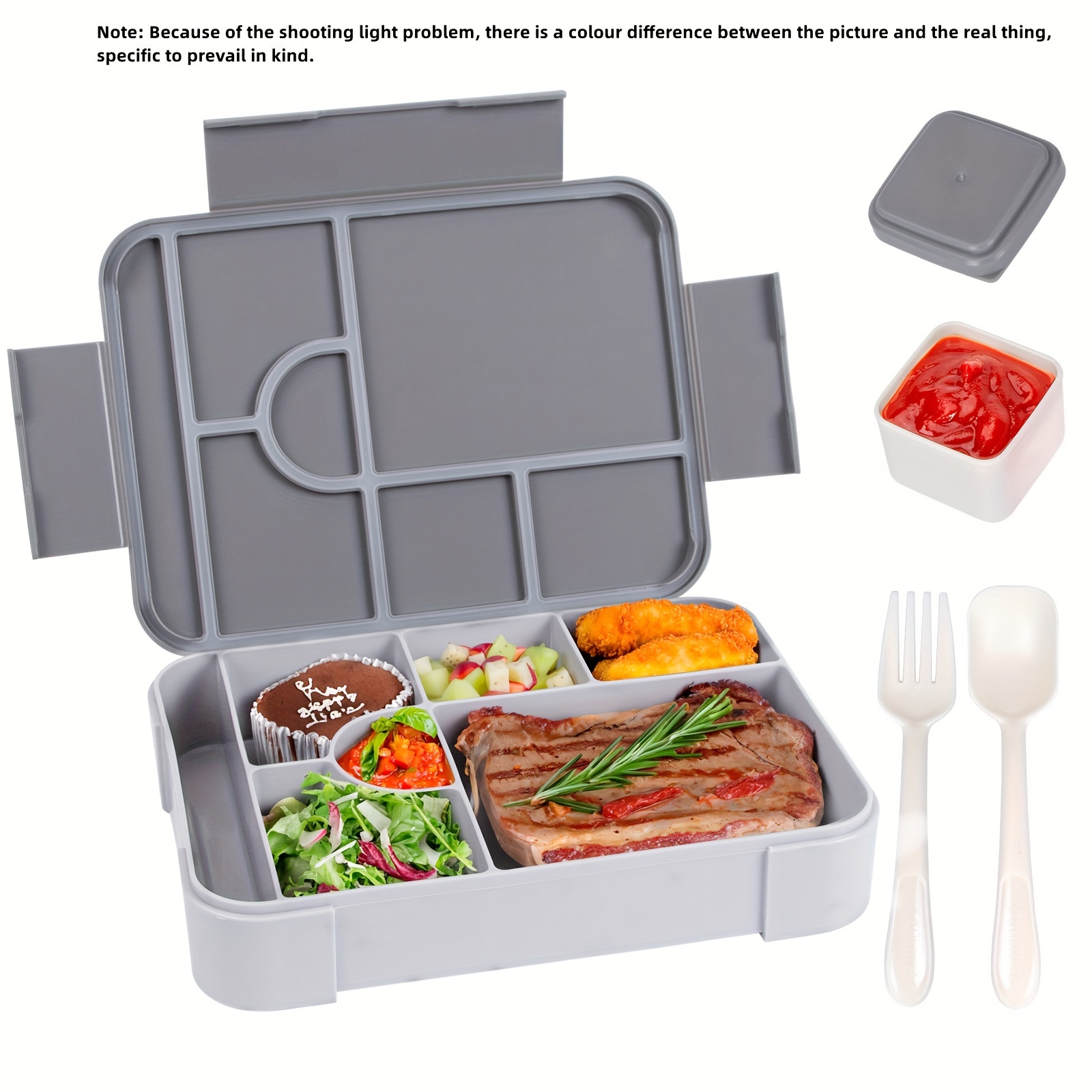 

1set Bento Box For Adult With Sauce Box, Stylish Adult Lunch Box Containers With 6 Compartments, , Microwave/dishwasher Safe