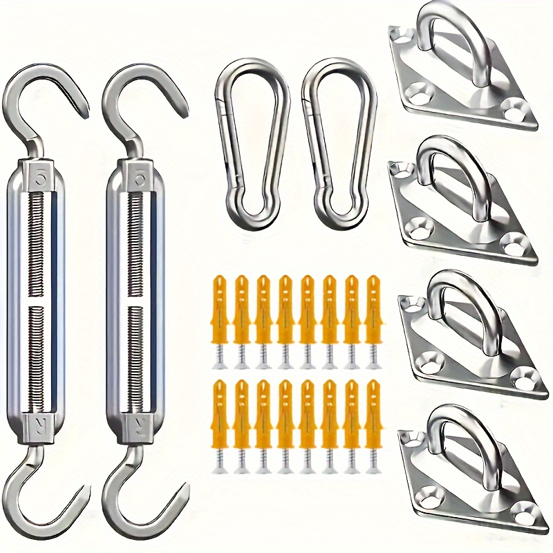 

Heavy-duty Stainless Steel Awning Hardware Kit - Versatile Sun Shade Installation Set For Garden, Includes 40 Hooks & Mounts, Easy Install Shade Hardware Kit