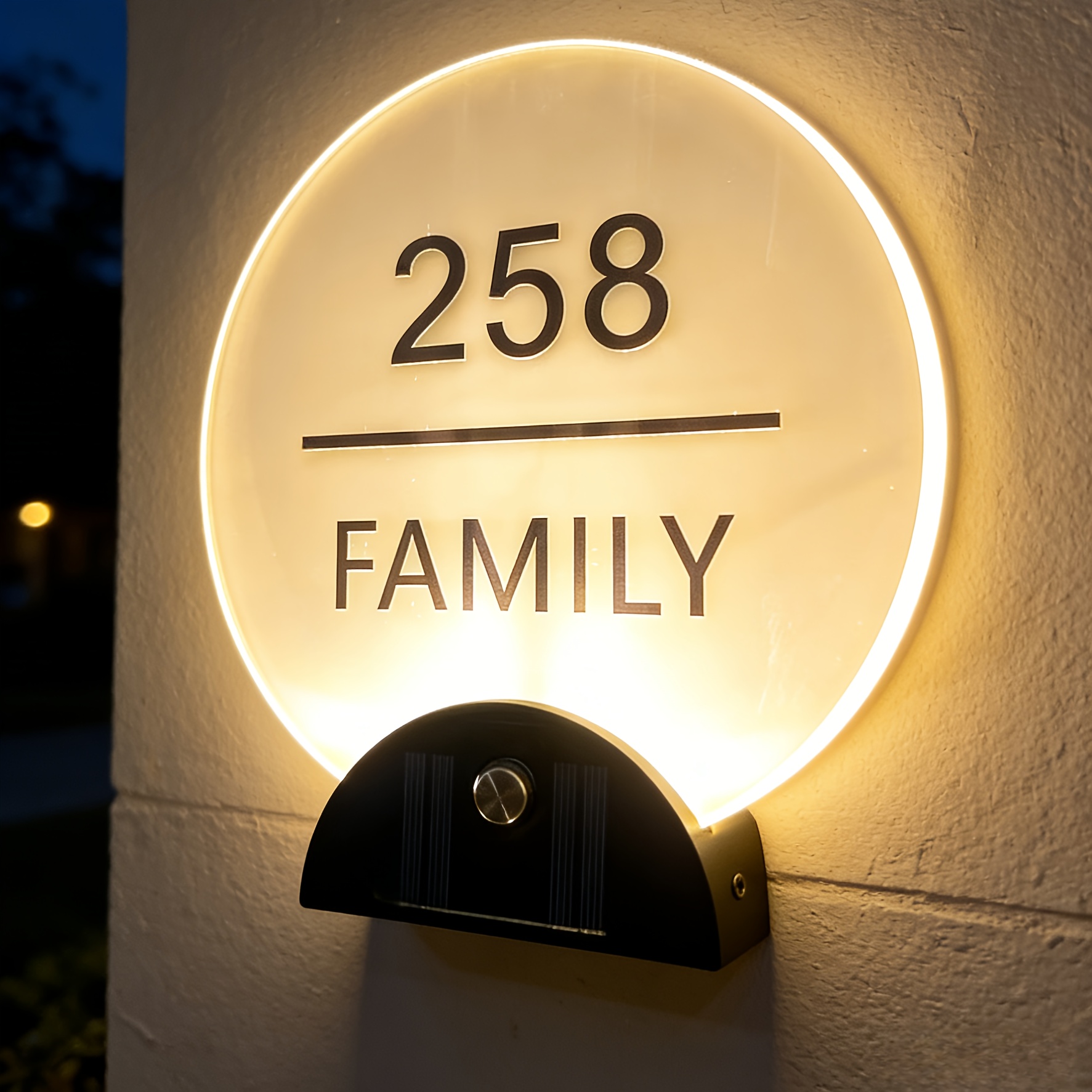 custom solar powered illuminated house number sign luminous address plaque outdoor address decorative sign modern minimalist stylish design for shops hotels courtyards