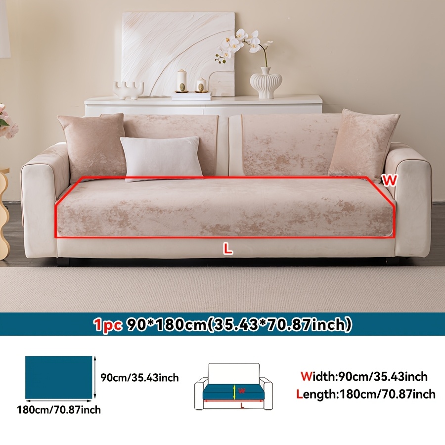TEMU 1pc Easy Modern Sofa Pad, New Thickened Fuzzy Sofa Cover, Fixed Non-slip Seat Cushion, Suitable For Bedroom, Office, Living Room, Home Decor
