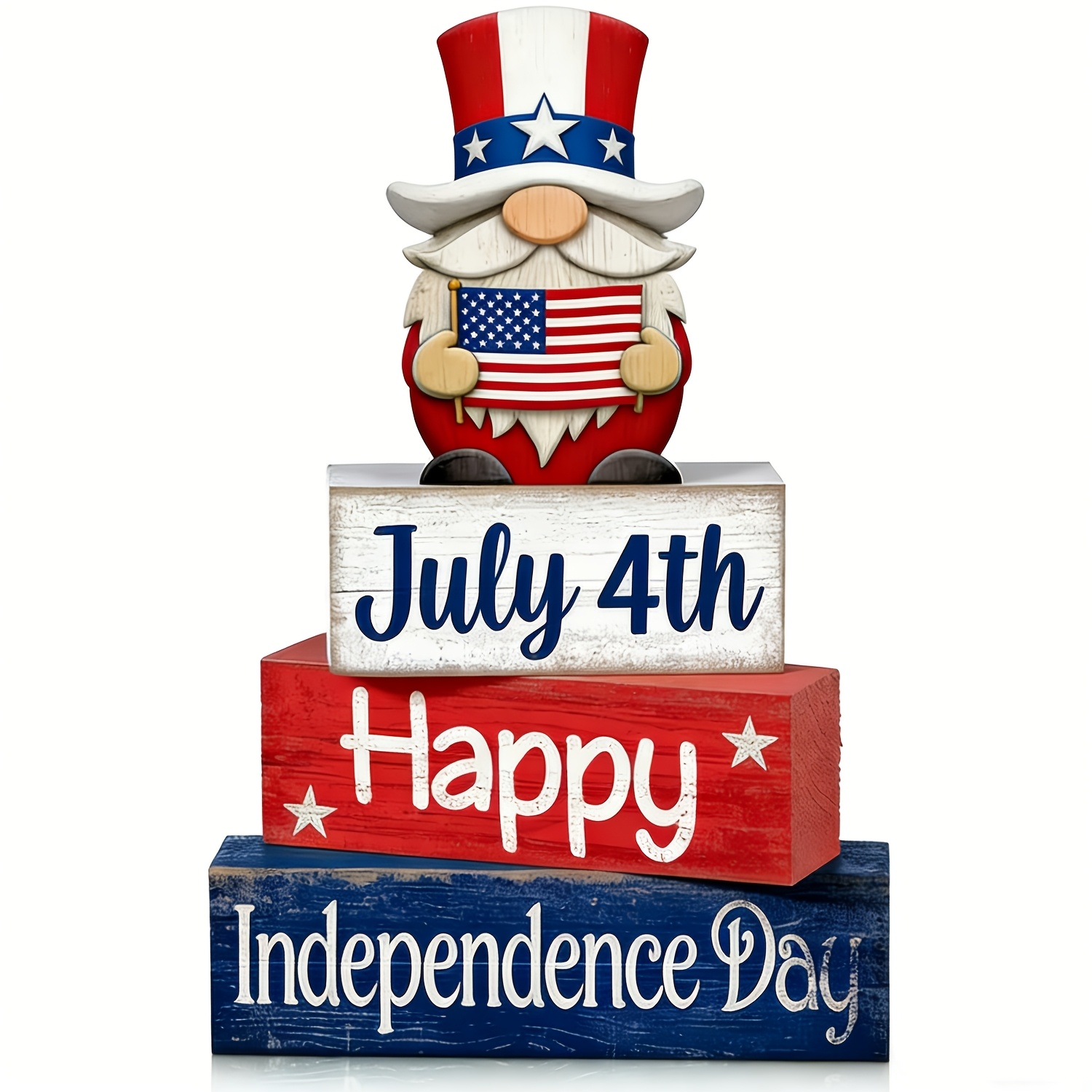 TEMU 4pcs Patriotic Gnome Decorations For - & Farmhouse Table Centerpieces With Artificial Wood Gnomes, Suitable For July 4th Party, Day Tabletop