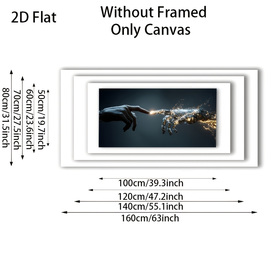 TEMU 2D Plat, 2D Plat, [2D] Plat, 1pc Cadre en Bois ou Toile pour Peinture Horizontale 30*45Cm/40*60Cm Moderne Florale Art Mural Décoratif Affiche