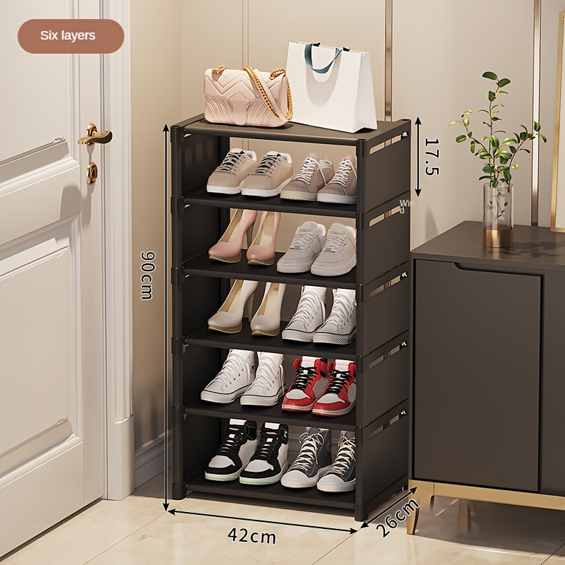 TEMU Shoe Rack, 6-layer High Shoe Rack, Sturdy Space-saving Shoe Rack, Stackable Shoe Rack, Can Hold 20-25 Pairs Of Shoes, Free-standing Shoe Rack For Closet, Bedroom, Hallway, Living Room, Garage