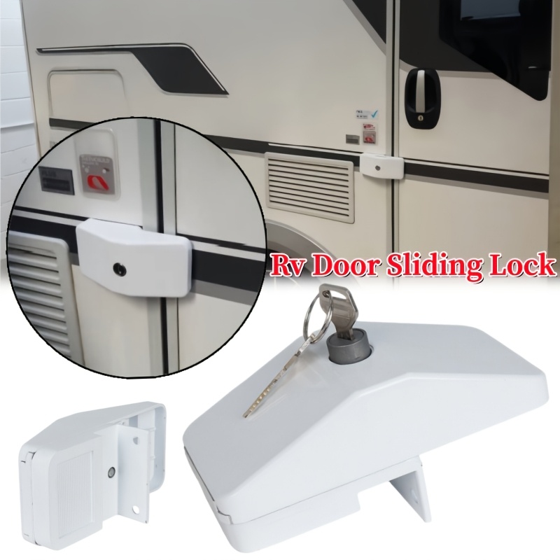 TEMU 1pc Rv/ Security Door Frame Lock Sliding Lock For Motorhome Secure Locker Garage, Motorhome Door Security With 2 Keys