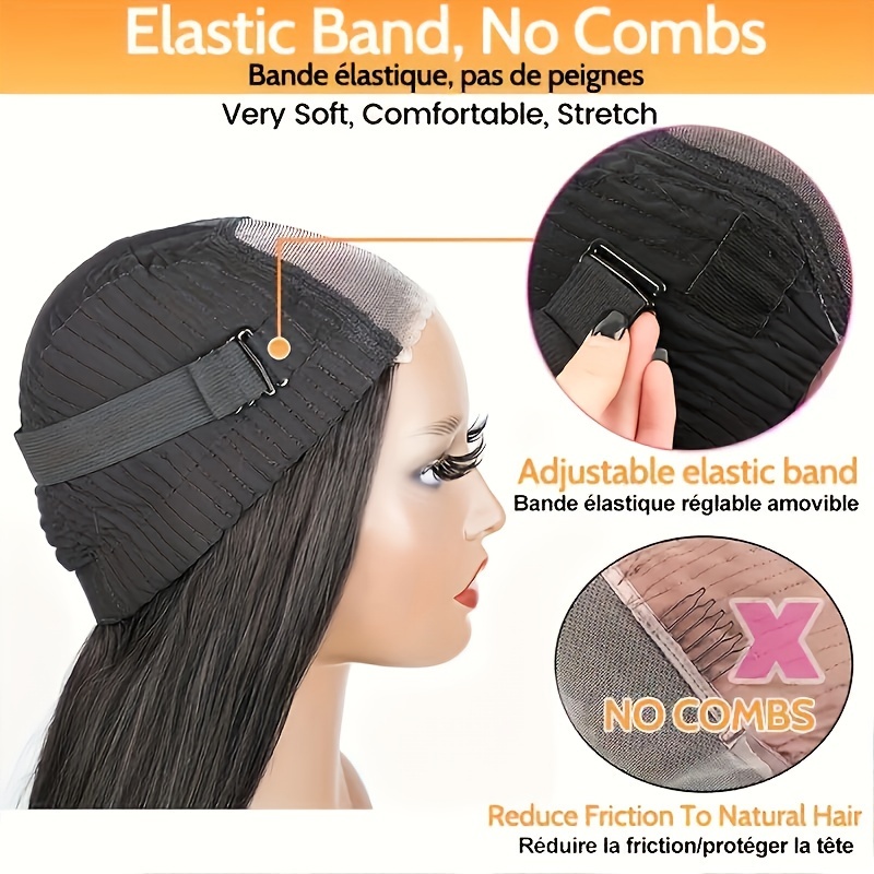 glueless human hair wig 5x5 hd lace closure cut - Temu display picture 3
