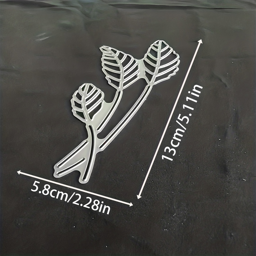 TEMU 1pc Leaves Metal Cutting Die, Silvery-gray, Fantasy Theme, Suitable For Diy Scrapbooking, Embossing, Handmade Greeting Card Making, Gift Card