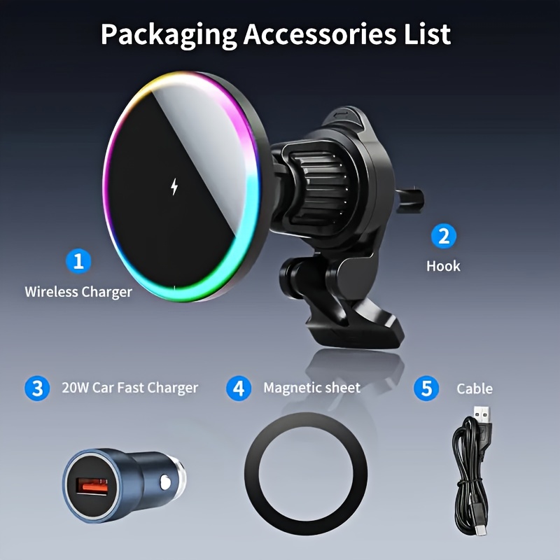 TEMU For Car Stand Charger, 15w Magnetic Wireless Car Charger Phone Holder, Vent Dashboard Universal Car Wireless Charger Holder For Iphone