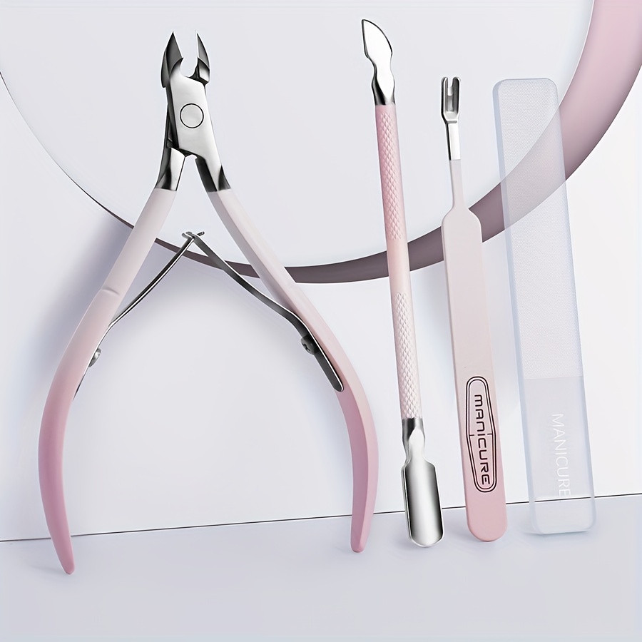 TEMU 4pcs Manicure & Pedicure Set: Stainless Steel Nippers, Remover - Odorless Tools