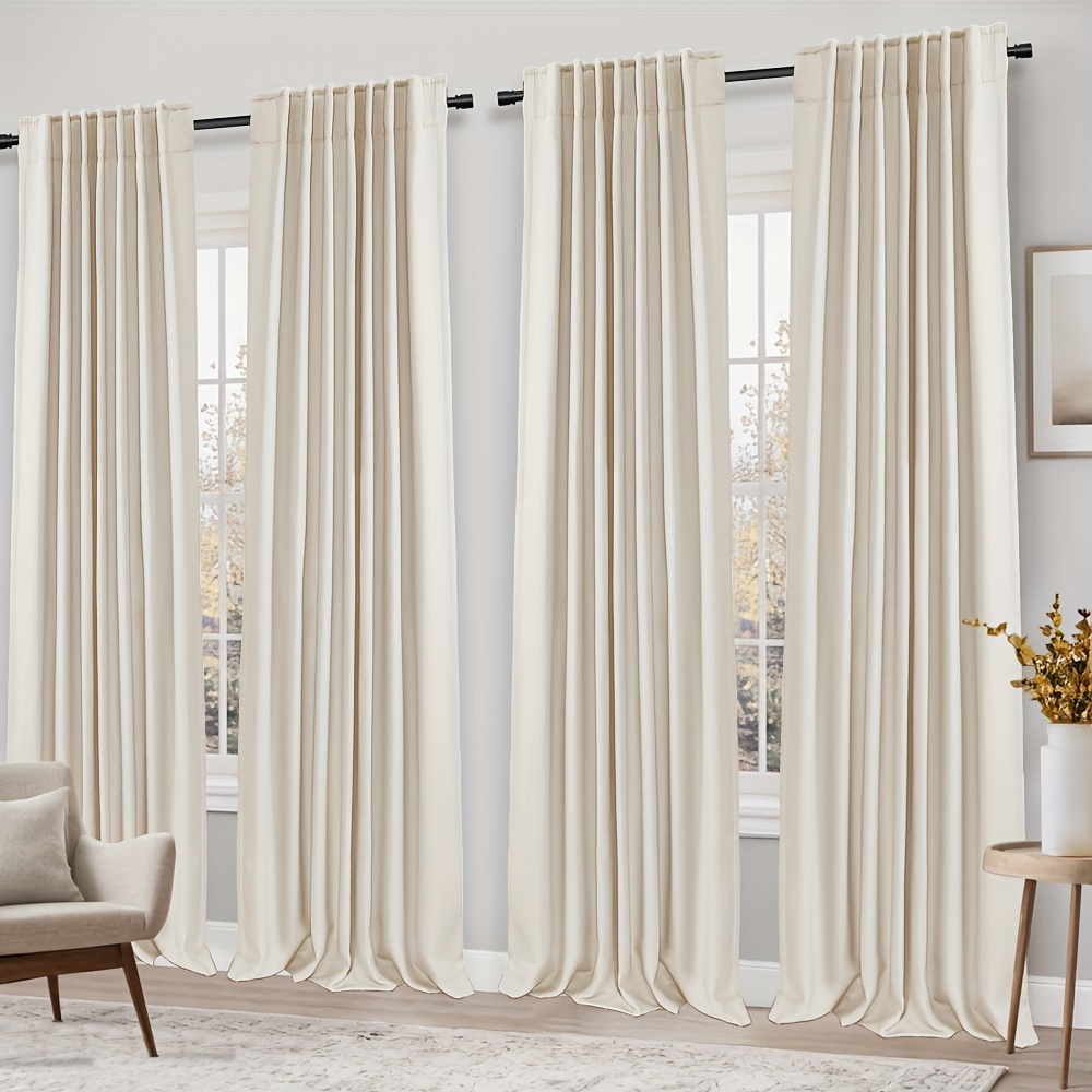 

Curtains, Faux Linen Room Darkening Curtains, Back Tab Blackout Curtains For Bedroom & Living Room, , And Drapes Well