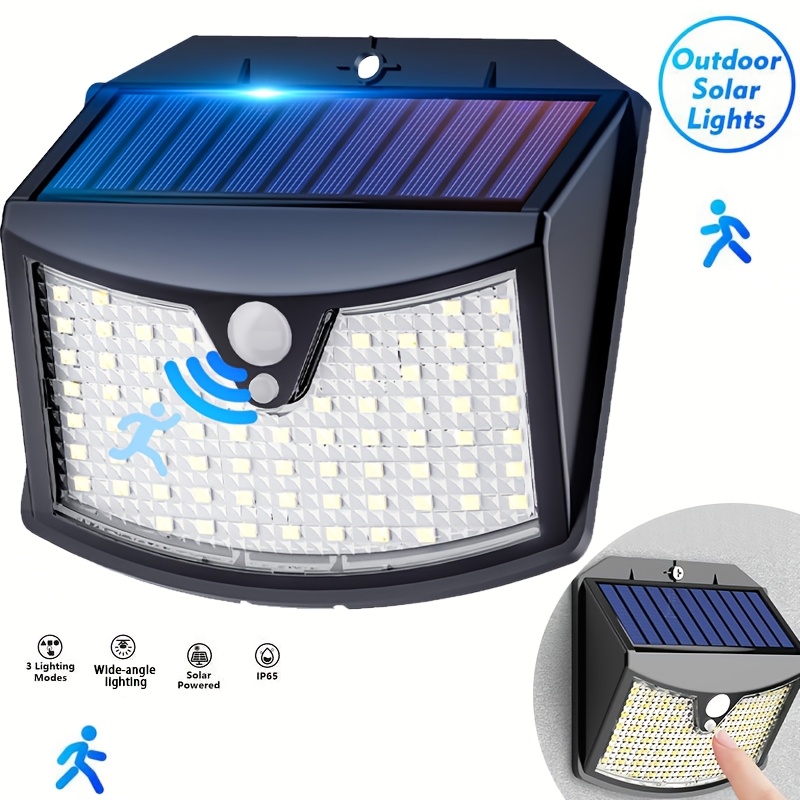 TEMU Luce solare da esterno con , 70 LED luci da parete bianche, lampada da parete per esterni IP65, 3 modalit� di commutazione dell'illuminazione,