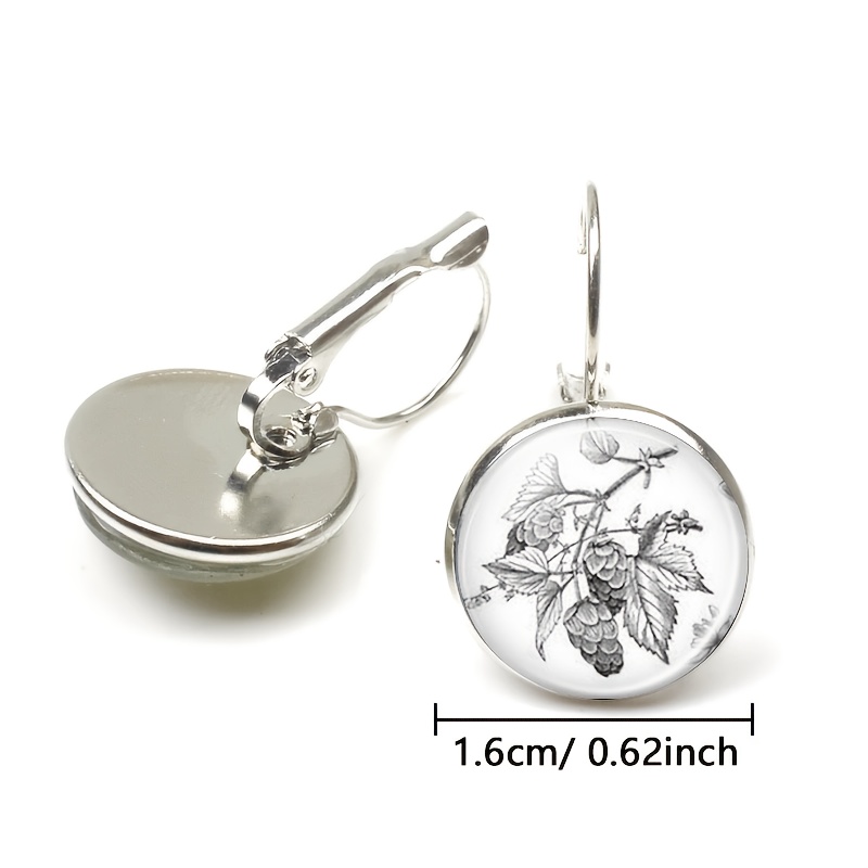 2pc Black and White Floral Pattern Earrings Set