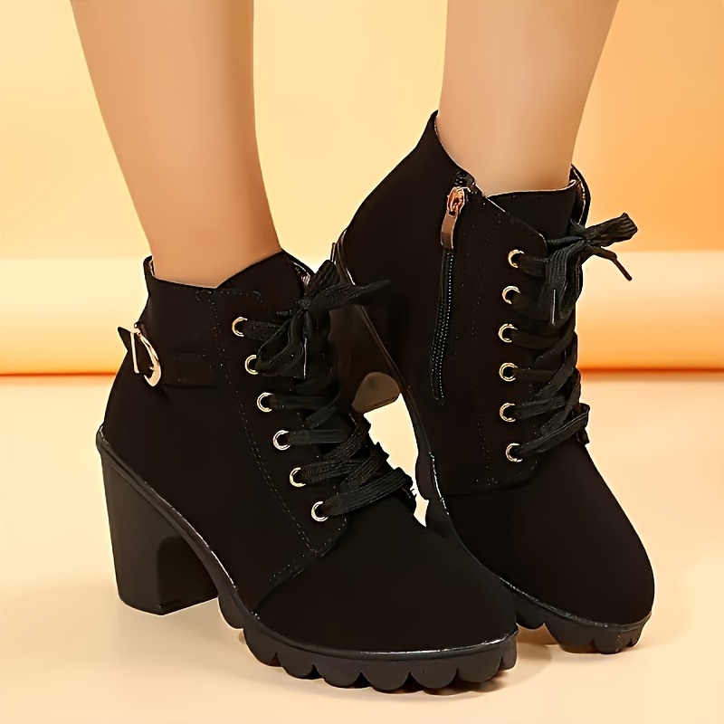 

Elegant Combat Ankle Boots - Zip Closure, Chunky Heel, And Pure - Suitable For All