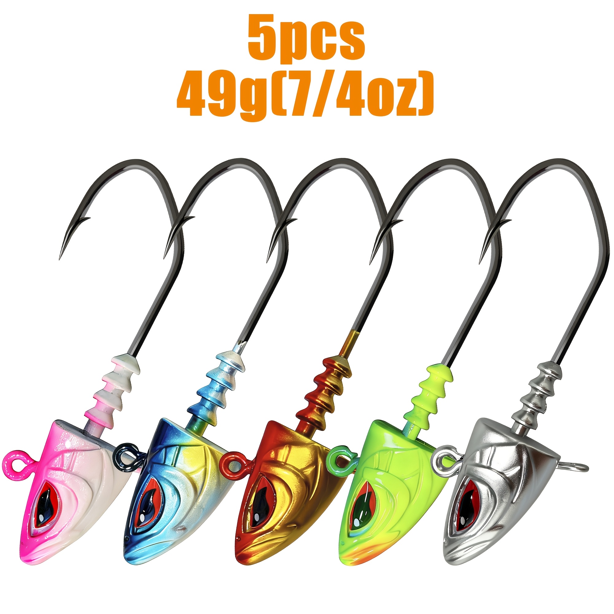 Image of Dovesun 5pcs Saltwater Jig Head, Color-ful Fish Eye Swimbait Jighead For Fishing / Offshore 3/4oz 1oz 5/4oz 3/2oz 7/4oz With 6/0 8/0 Hooks For , Stripper, Seabass Etc.