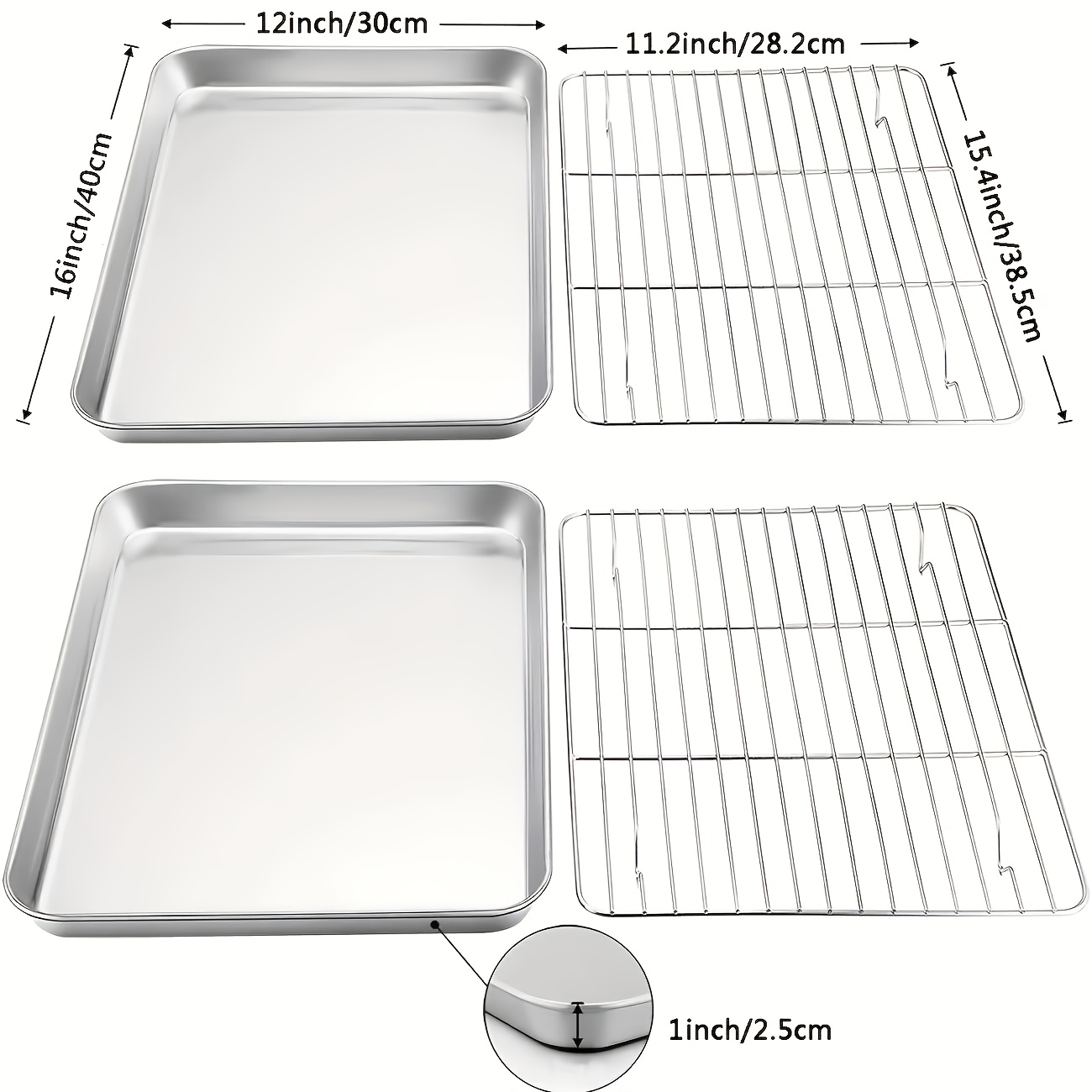 TEMU Multifunctional High-quality Stainless Steel Thickened Baking Pan   Heightened Oil Drain Rack Bottom