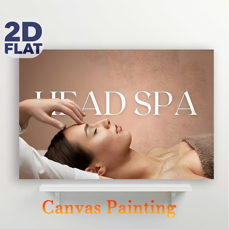TEMU 2d Flat, 2d Flat Posters & Prints Vintage Canvas Prints Poster Frameless, Head Spa Poster Wall Art Head Massage Printed Canvas For Living Room