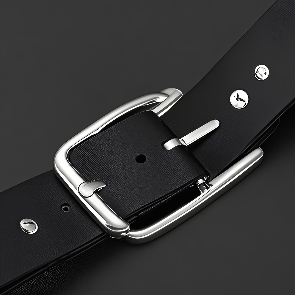 Men's Casual Leather Belt with Alloy Buckle Classic Medium Width